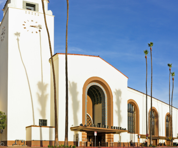 Facade of Union Station in Los Angeles.